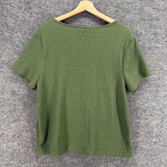 Time And Tru Blouse Women 3XL Green Short Sleeve Square Neck Pullover Casual - Picture 2 of 7